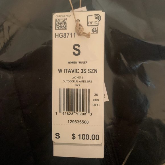 NWT ADIDAS ITAVIC WOMEN'S 3-STRIPES SEASONAL COAT BLACK WITH WHITE SMALL - Picture 9 of 10